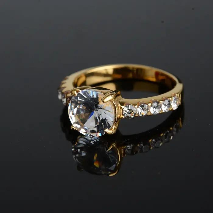 Alliance de Luxe en Acier Inoxydable Plaquée Or 18 Carats Serties de Zirconium Blanc Pour Femmes Occasions Formelles Engagement Professionnel