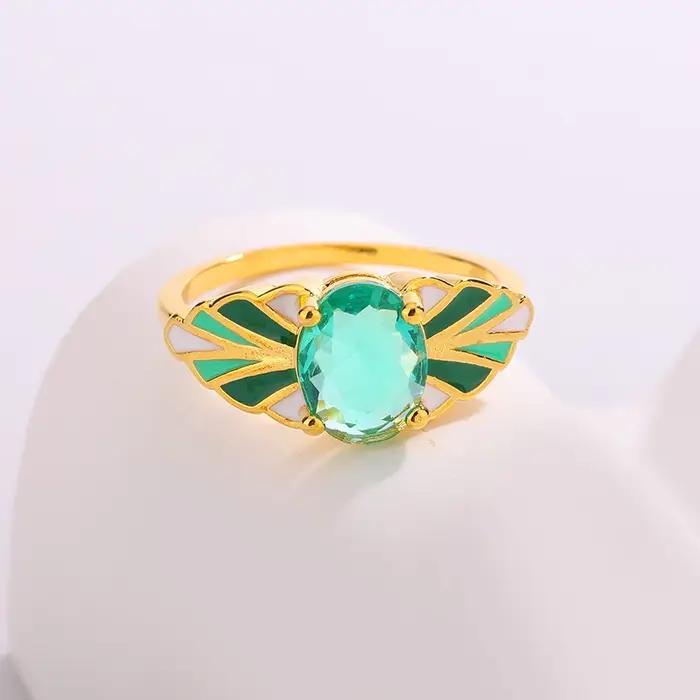Bague en or 18 carats exquise pour femmes - Bijoux en émail faits à la main de haute qualité