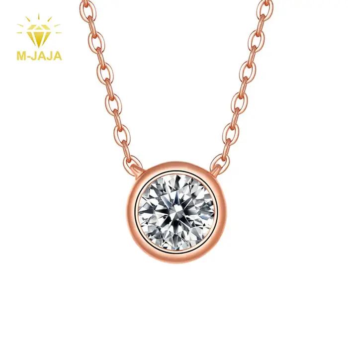 M-JAJA 1ct lunette Moissanite pendentif collier diamant