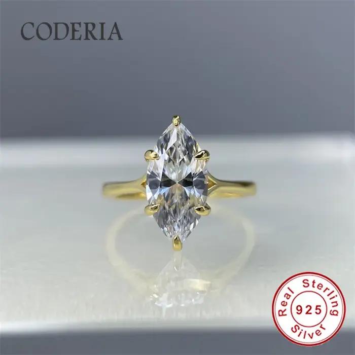 Bague de fiançailles en moissanite taille marquise 3 carats (7x14mm)