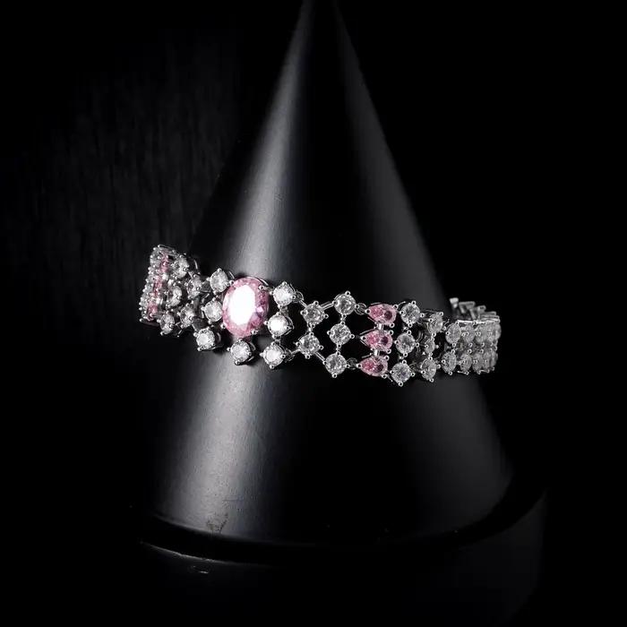 Ensemble de bijoux de mariée en zircon cubique à la mode pour femmes occasions spéciales colliers ras du cou boucles d'oreilles bracelet bague