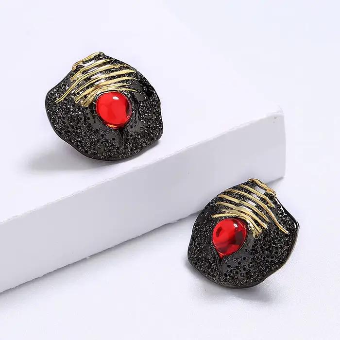 Boucle d'oreille créative pour femmes Unique irrégulière noir or