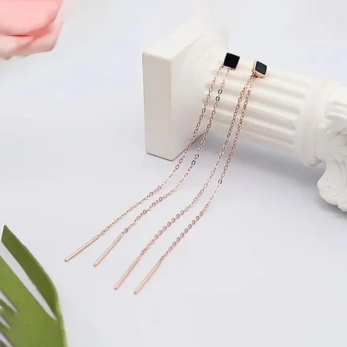 Boucles d'oreilles carrées plaquées or rose 14 carats pour femmes