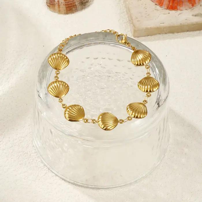 Bracelet élégant océan plaqué or 18 carats en acier inoxydable 304, chaîne à maillons faite à la main, cadeau pour femmes, 16cm(6.3 ") de long