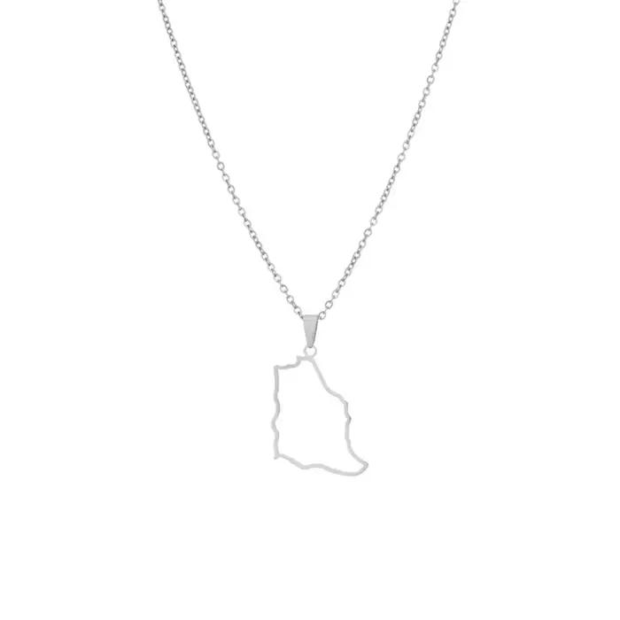 Collier Pendentif Carte de l'Arabie Saoudite Bijou en Acier Inoxydable Cadeau Patriotique pour Femmes et Hommes Occasions Spéciales