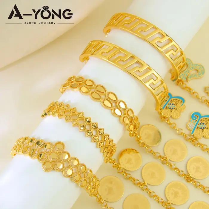Bracelet Hip Hop Mode Arabe Plaqué Or Breloques Punk Musulmanes Bijoux Vintage Fête Femmes Marocaines Occasions Spéciales