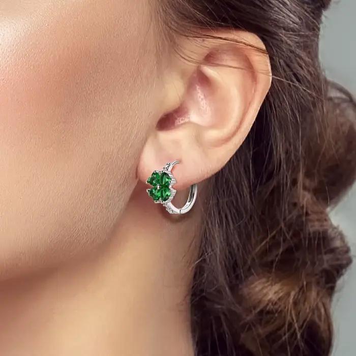 Boucles d'oreilles créoles classiques en argent sterling 925, motif trèfle, pour femmes, bijoux fins, cadeaux de fiançailles