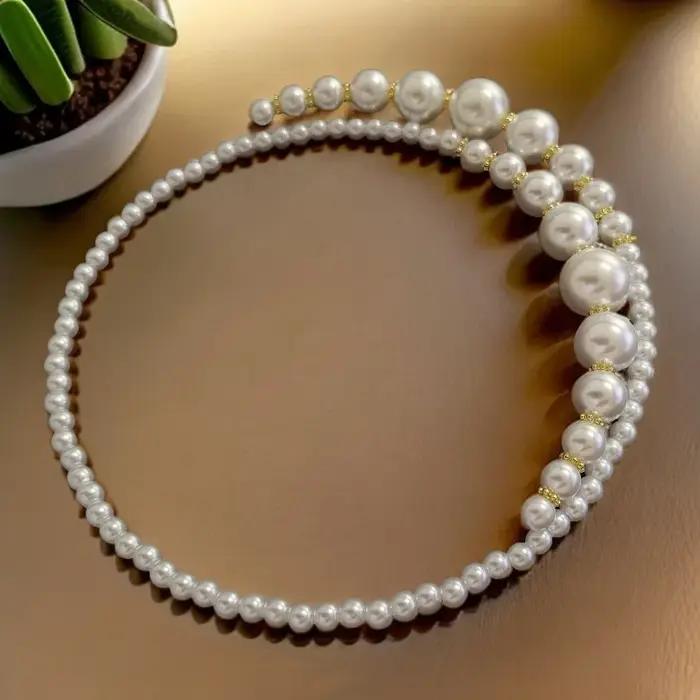 Collier de perles blanches élégant pour femmes, ras du cou minimaliste de luxe, sensation haut de ga