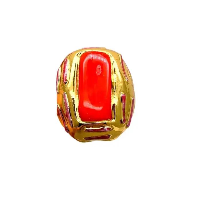 Bague en corail orange plaquée or réglable pour femmes occasions spéciales anniversaires et mariages