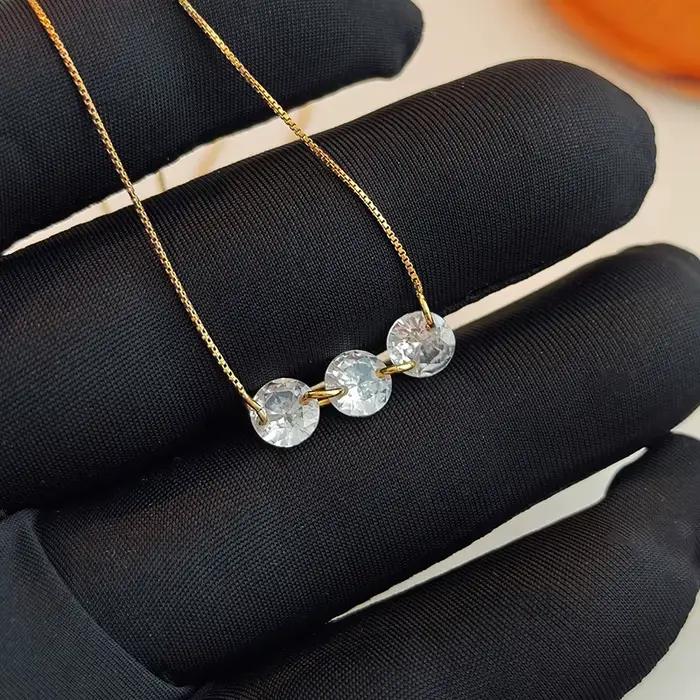 ANENJERY – collier fin à trois Zircons pour femmes