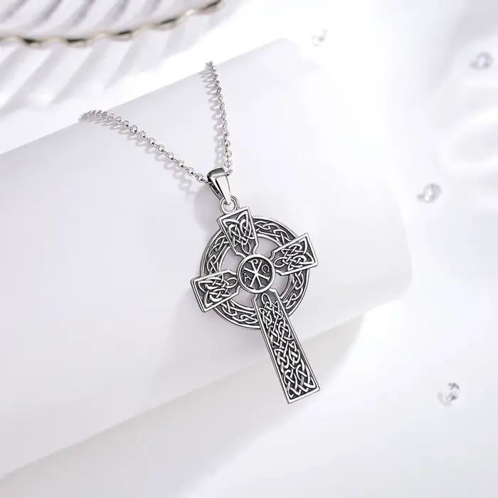Eudora 925 argent Sterling noeud celtique croix collier Vintage Chi Rho pendentif chrétien religieux bijoux cadeau pour femmes hommes