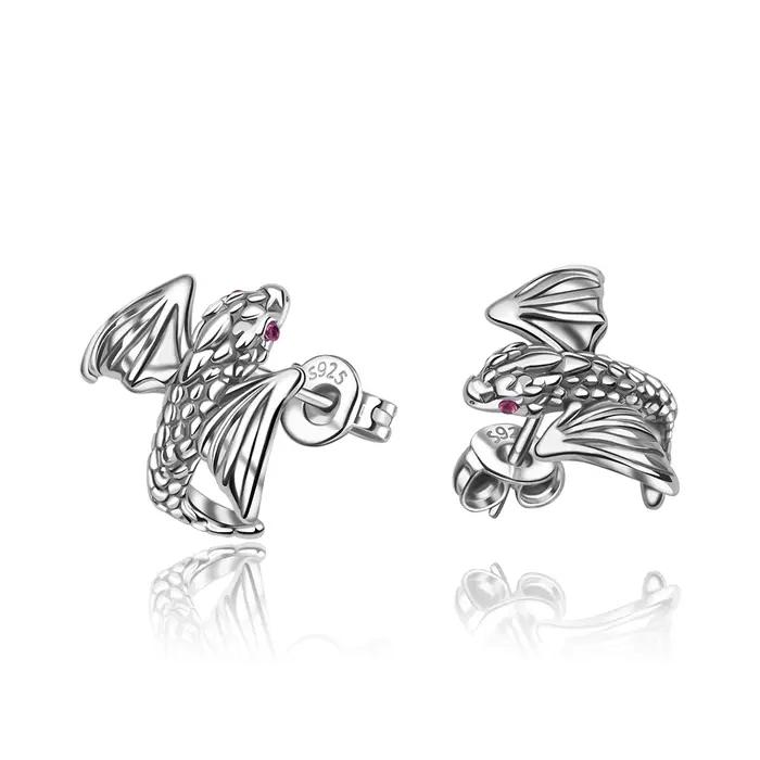 Boucles d'oreilles et breloques pendantes en argent sterling 925, motif dragon, bijoux originaux pou