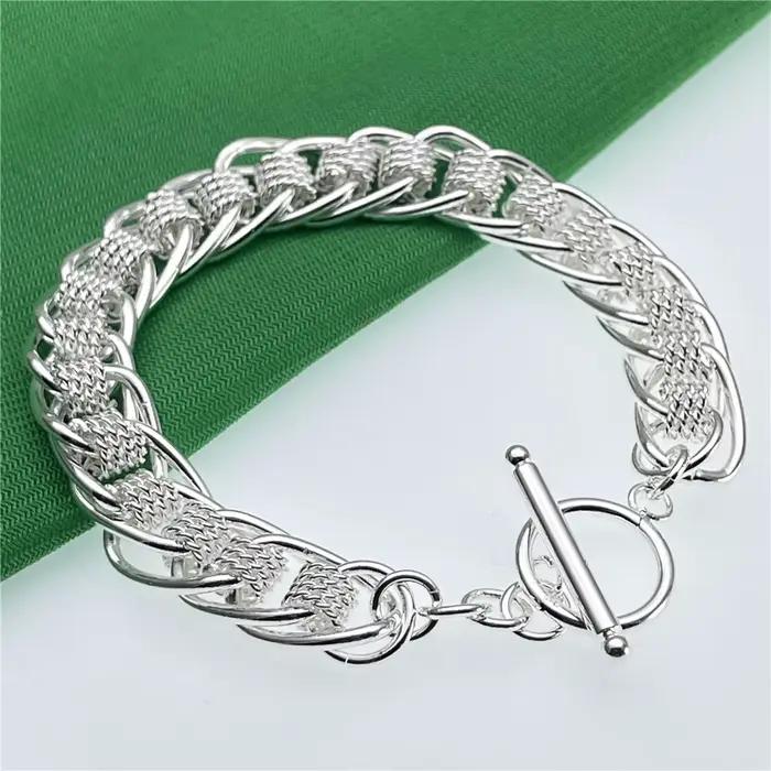 Bracelet en argent sterling 925 avec zirconium blanc style classique pour femme occasion mariage fiançailles et soirée élégante