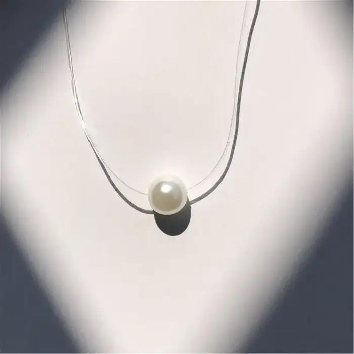 Collier pendentif en cristal brillant pour dames, ligne de pêche transparente, bijoux invisibles, to