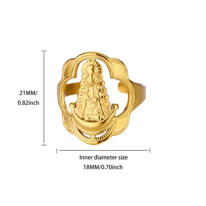 Bague ouverte Vintage vierge marie pour femmes, en acier inoxydable, couleur or, bague religieuse, jésus, bijoux chrétiens, cadeau de fête 