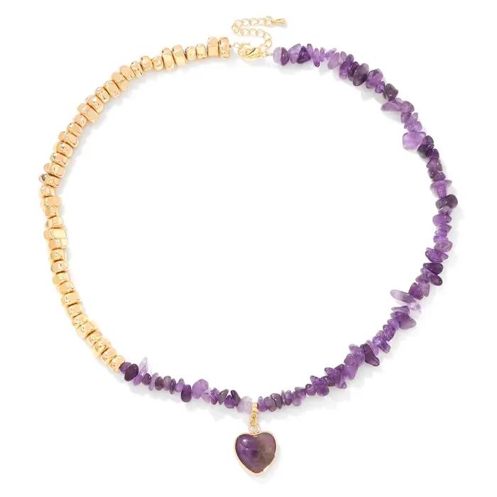 Hématite gravier pierre naturelle puces perles Neclace mode coeur forme pendentif collier bijoux pour les femmes