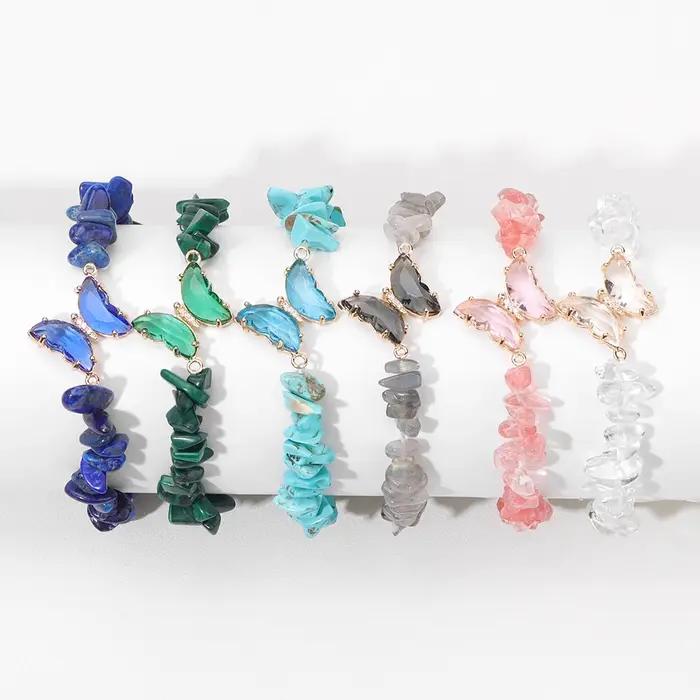 Bracelet papillon en pierre naturelle et cristal
