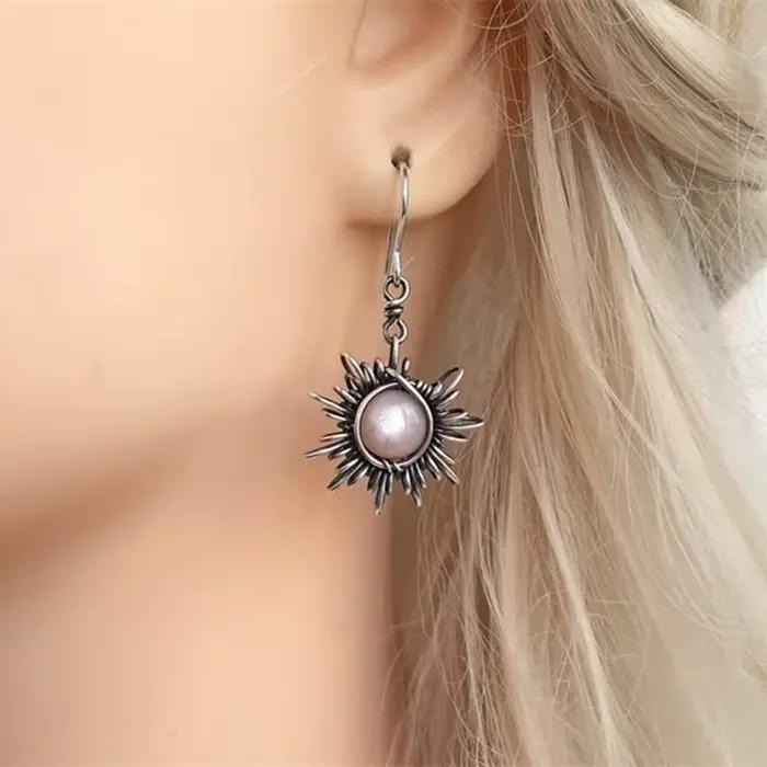 Boucles doreilles bohemian soleil lune argent vintage femmes occasion speciale mariage anniversaire soirée daily wearing