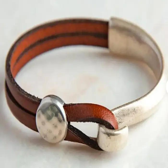 Bracelet rond en cuir PU pour hommes et femmes