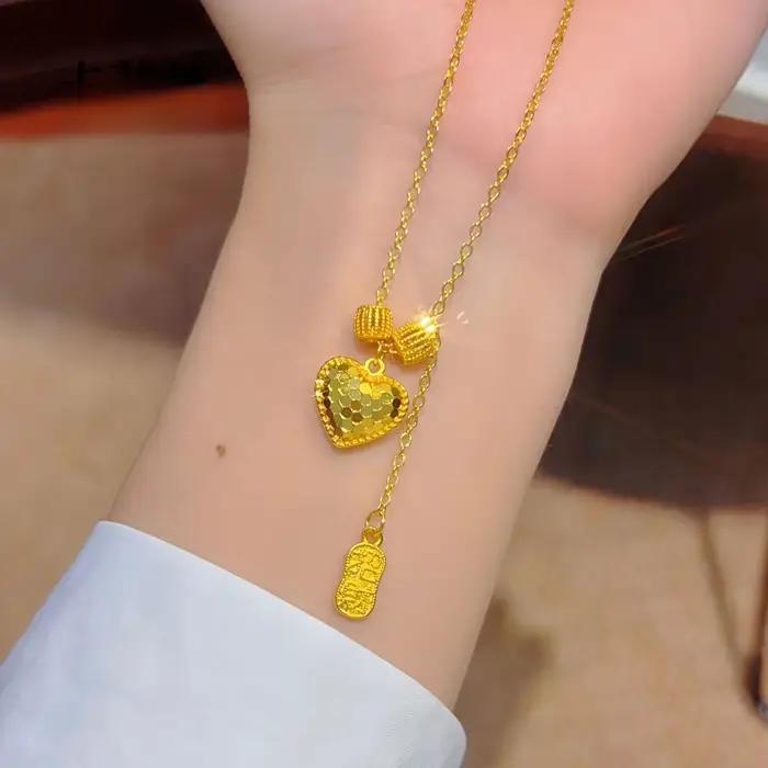 Collier pendentif en forme de cœur en or 18 carats pour femmes