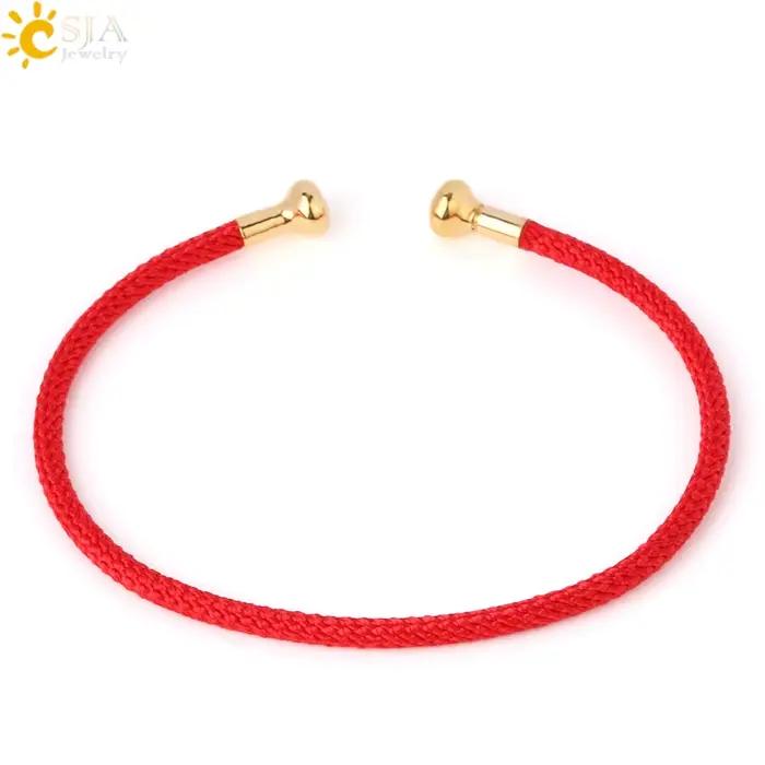 CSJA couleur or fil Wrap ouvert manchette Bracelets rouge noir vert acier Bracelet minimalisme Bracelet sur la main bricolage bijoux faits à la main G839