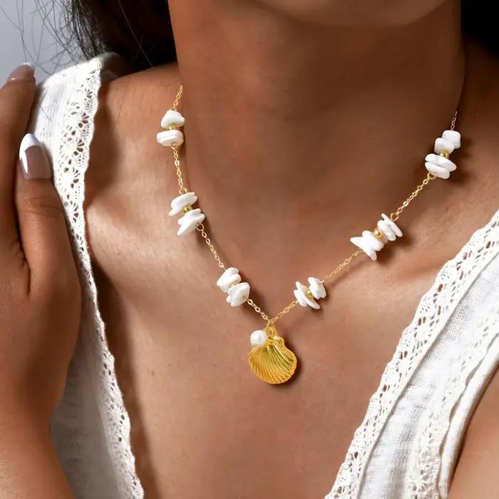 Collier chaîne de perles en pierre naturelle multicolore fait à la main pour femmes