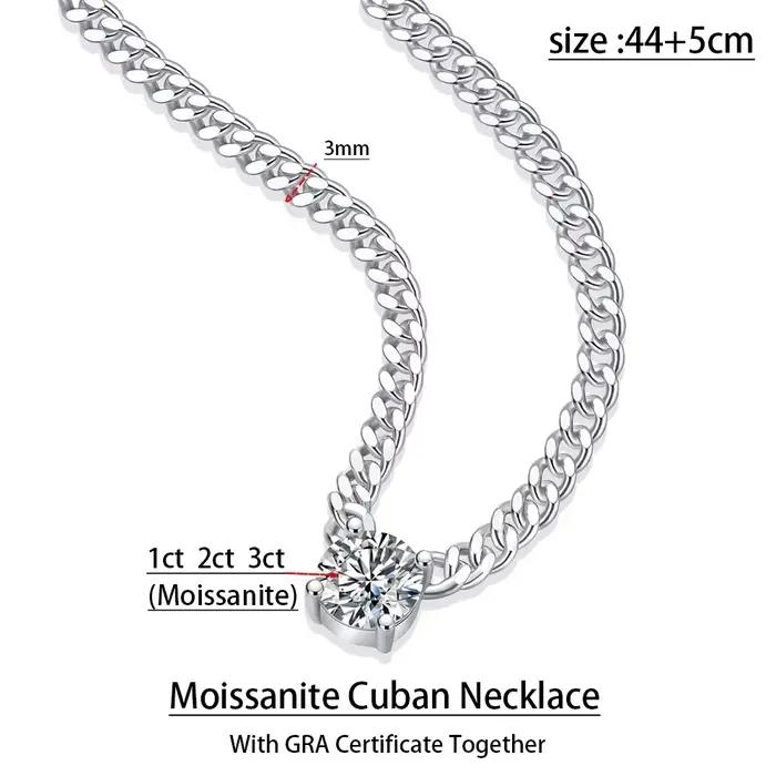 Serenity 1-3ct D Moissanite collier pour femmes homme cadeau S925 argent Sterling 3mm largeur chaîne