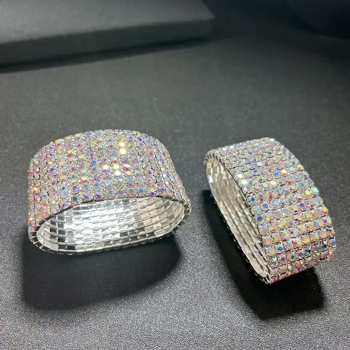 BLIJERY luxe AB cristal élastique Bracelets pour femme Bling glacé strass Bracelet