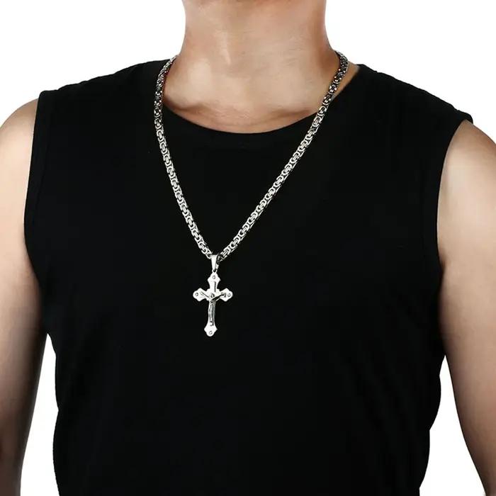 Collier pendentif croix de jésus Crucifix chrétien avec cristal