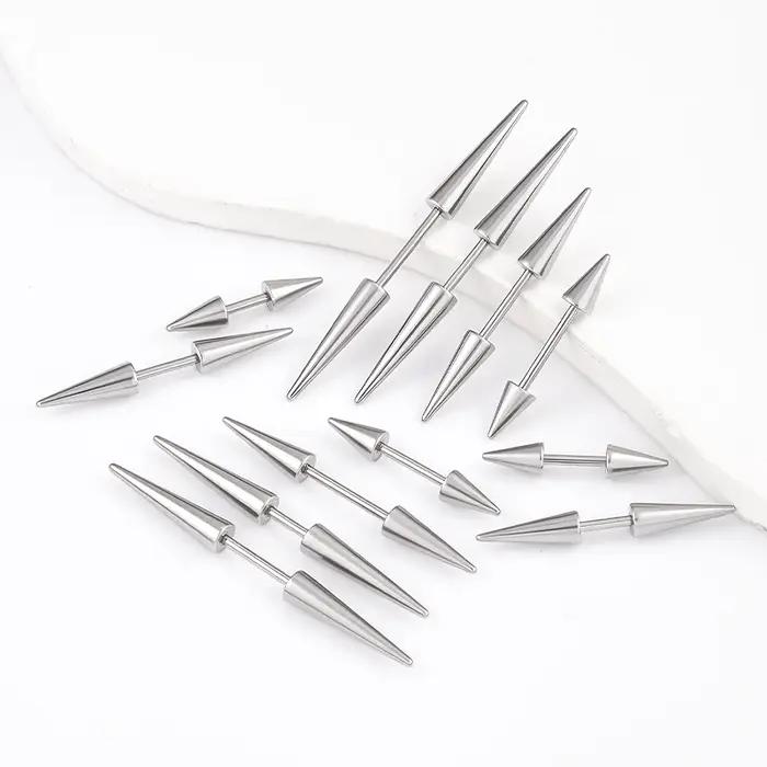 Boucles d'Oreilles Punk Rock à Pointes Coniques en Acier Inoxydable DIY pour Piercing Hommes Femmes Occasions Spéciales
