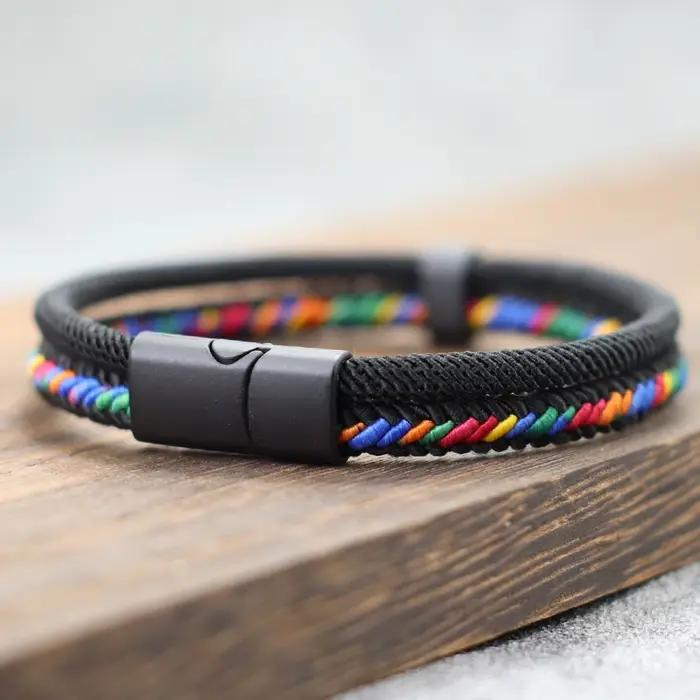 Bracelet en tissu tissé ethnique pour hommes et femmes
