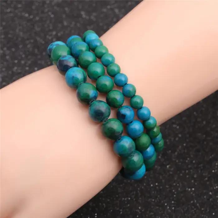 Chrysocolla Malachite Bracelet femmes hommes pierre naturelle perles