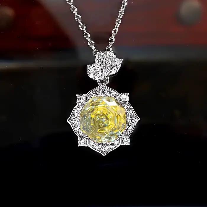 Parure de bijoux en diamants taillés en rose précieux - Bague de fiançailles/mariage, boucles d'oreilles et collier en argent sterling 925. Cadeau de bijoux