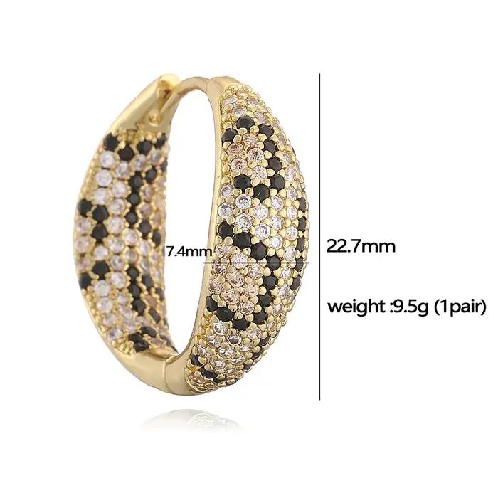 HECHENG, boucles d'oreilles imprimées léopard plaquées or 18 carats