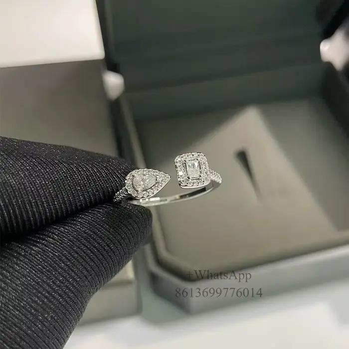 Bague classique en diamant en forme de goutte d'eau, avec un design ouvert. Disponible en tailles pe