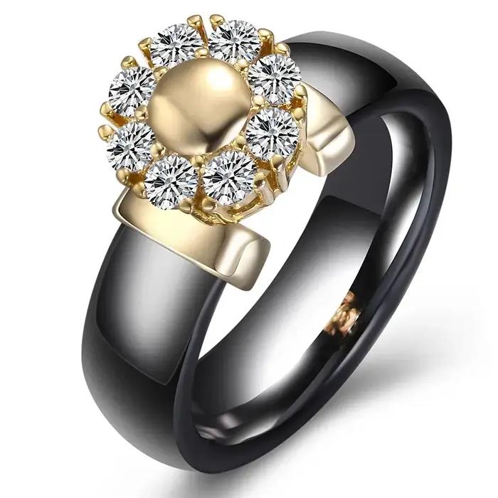 Bagues en céramique noire et blanche pour femmes, matiques de fiançailles en acier inoxydable, matiques d'amour élégantes, bijoux en céramique