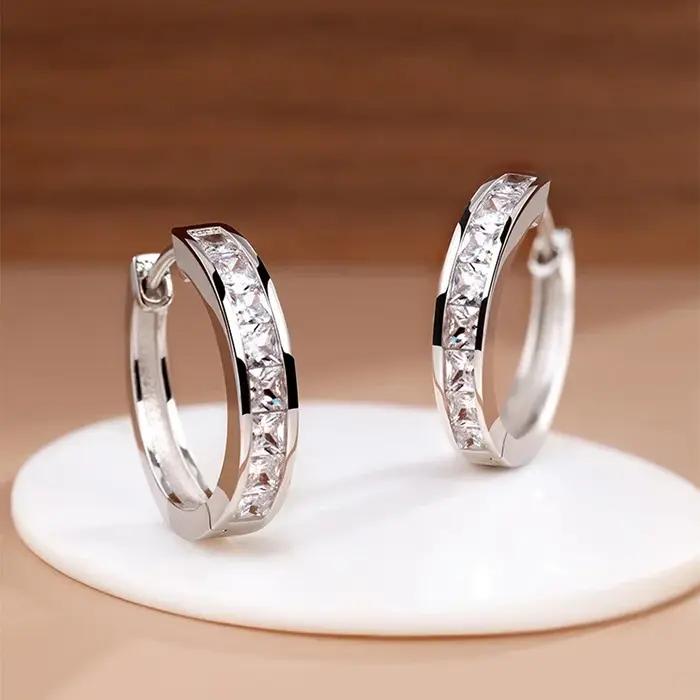 Boucles d'oreilles en argent Sterling 925 et Zircon brillant pour femmes