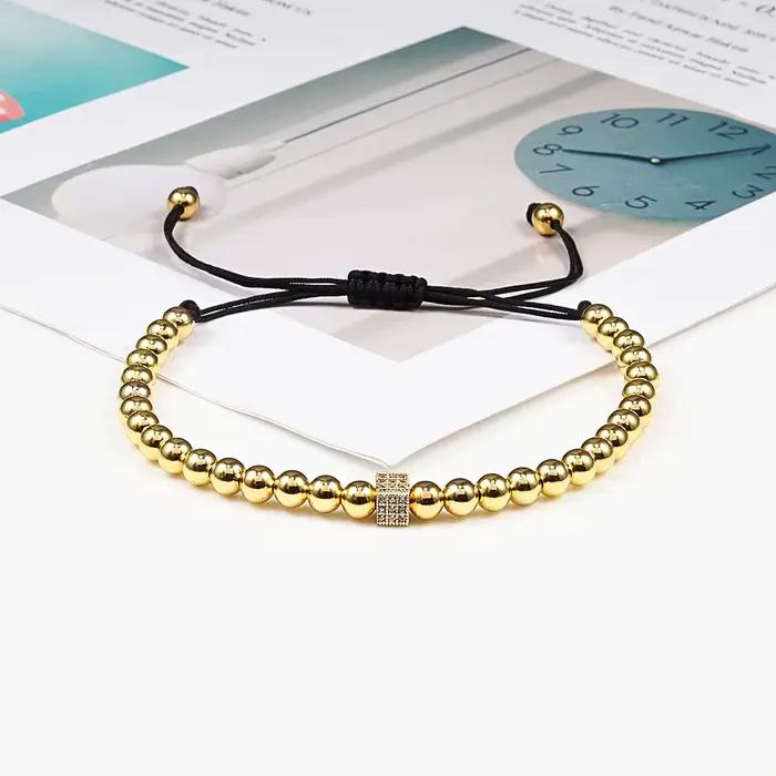 Bracelet de perles de couple pour hommes et femmes, bracelets tressés Micro CZ Crown, bracelets réglables, bijoux à la main pour lui, cadeaux d'amoureux de bricolage, nouveau