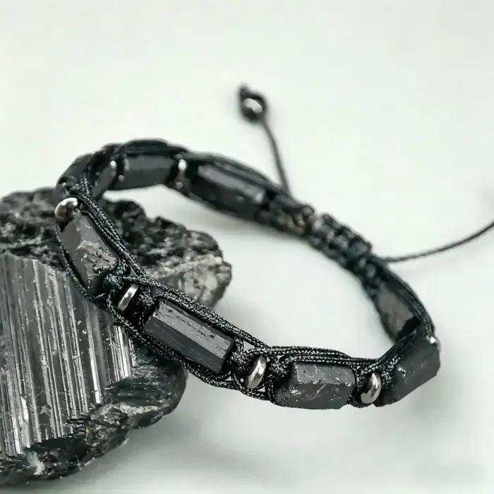 Bracelet en tourmaline noire, bijoux en pierre naturelle, bracelets personnalisés, bracelets de couple, bracelets pour homme, accessoires pour femmes