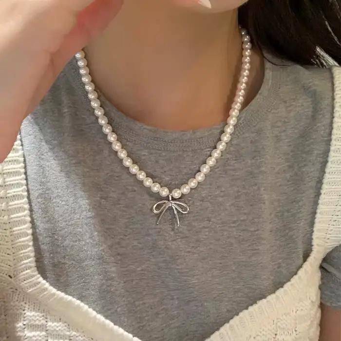 Chapelet coeur arc Fairycore perles tour de cou rose dentelle collier Y2K Pixie