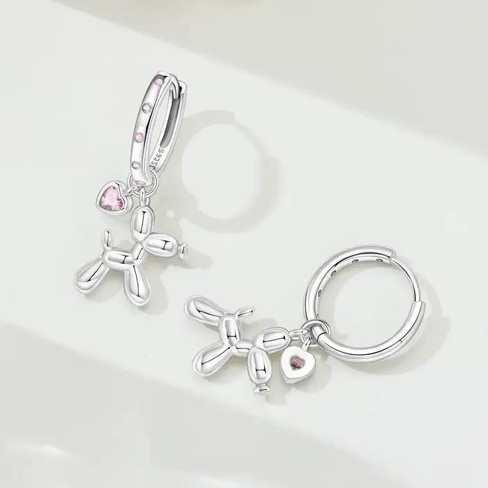 Boucles d'oreilles pendantes en forme de cœur d'éléphant Panda