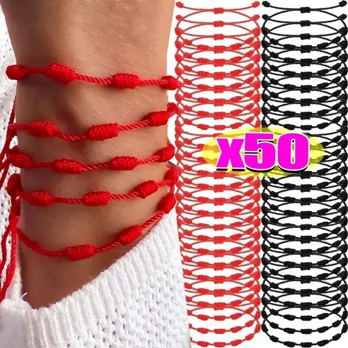 Bracelet rouge tressé à la main coton porte-bonheur symbole de chance et protection pour femmes occasions spéciales
