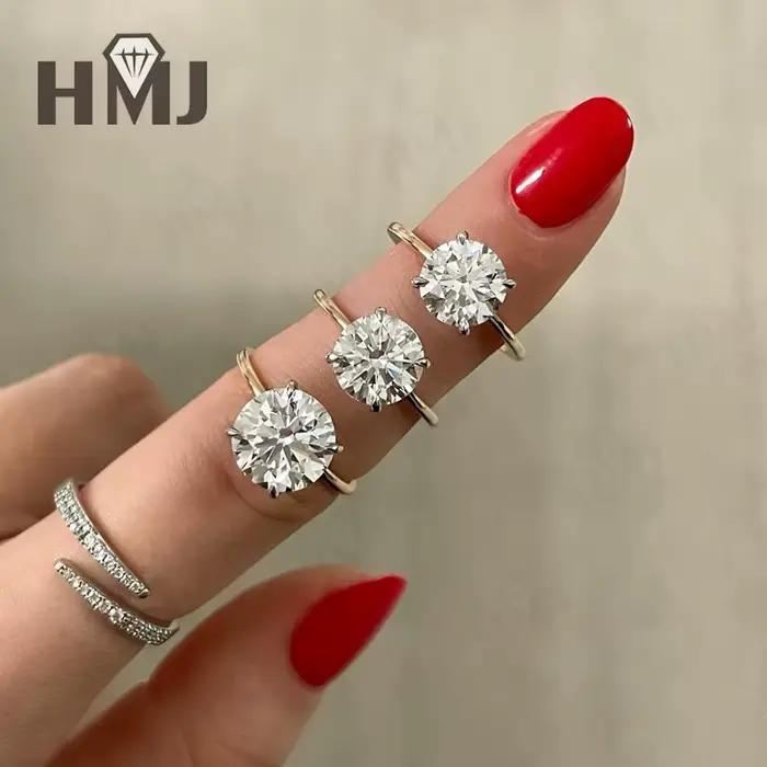 Bague Solitaire de fiançailles en or 10K18K personnalisable, 1CT 5CT, taille émeraude rayonnante VVS