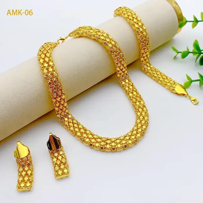Ensemble de bijoux ANIID plaqué or 24 carats collier et boucles d'oreilles pour femmes mariage et occasions spéciales influences indiennes africaines