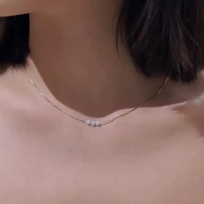 ANENJERY – collier fin à trois Zircons pour femmes