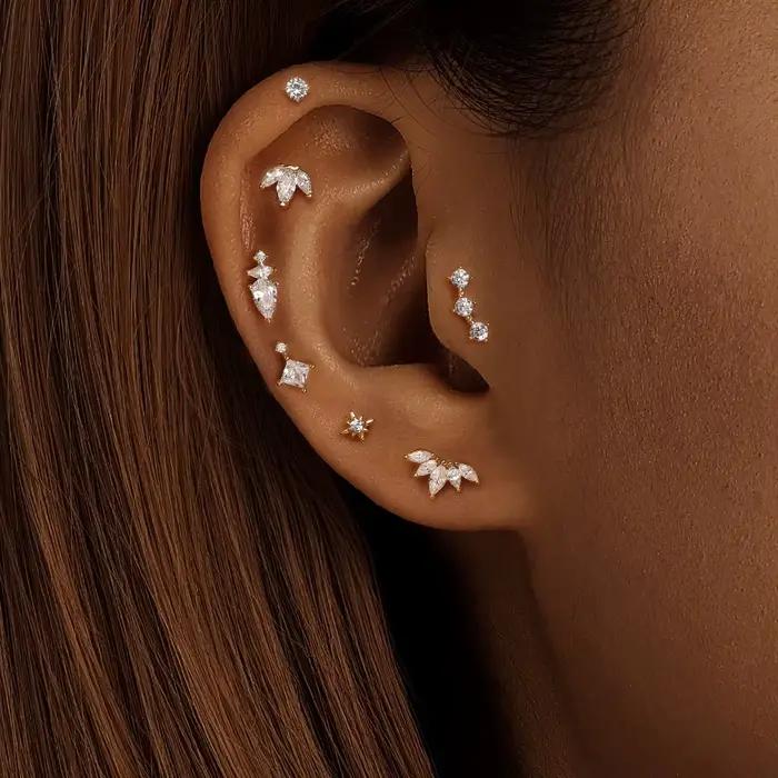 Boucle d'oreille à clous en argent sterling 925 avec zirconium pour femmes occasions spéciales parties fêtes anniversaires occasions quotidiennes cadeaux à offrir