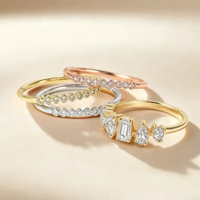 Alliance de mariage en cuivre plaqué platine avec zircons cubiques pour femmes occasions spéciales cadeau de fiançailles style moderne et élégant
