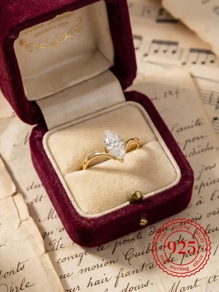 Bague en argent Sterling 925 pour femmes, magnifique bague en Zircon de forme Marquise, bijoux fins de luxe de haute qualité pour fête de fiançailles