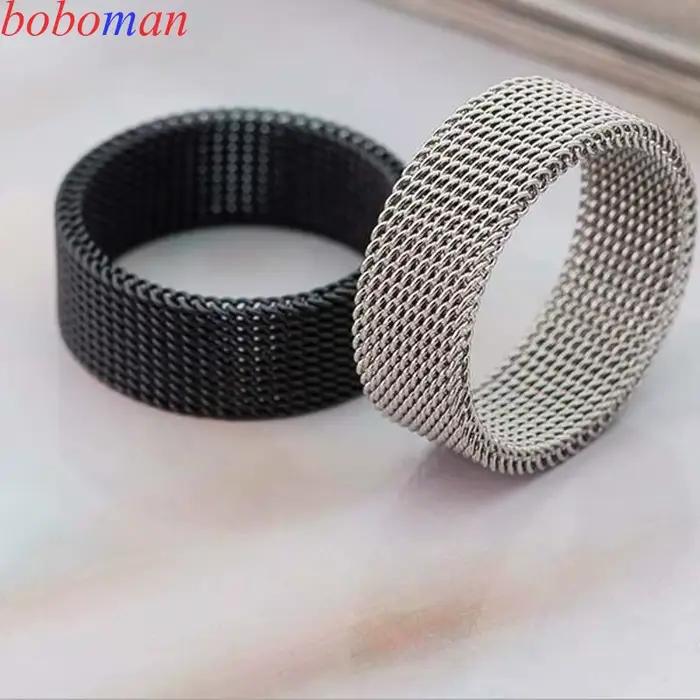 Bague moderne en acier inoxydable à mailles pour homme et femme, bijoux, anneau en maille, Anillos Mujer, Bague, Anel, Aneis