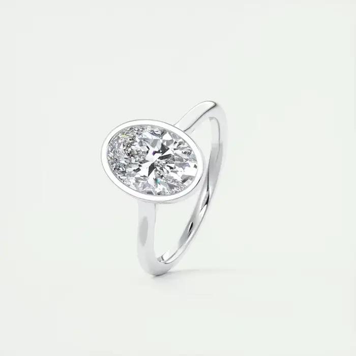 Lnngy-Bagues de fiançailles ovales en argent regardé 925 pour femme
